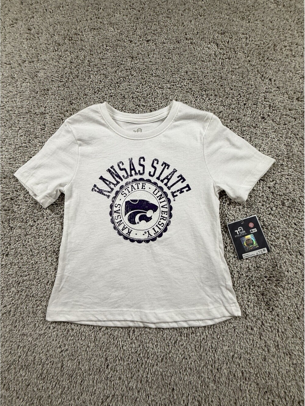 NWT Team Athletics Girls XS 4/5 Kansas State University T Shirt White and Purple